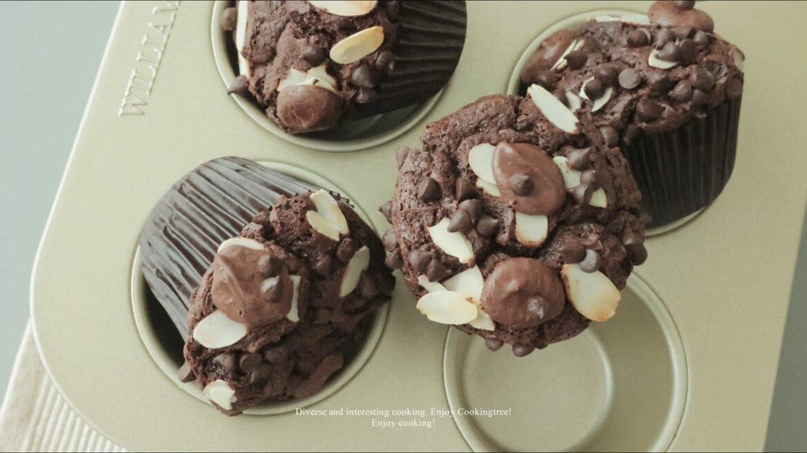 Schokoladen-Muffin mit Brownie-Struktur