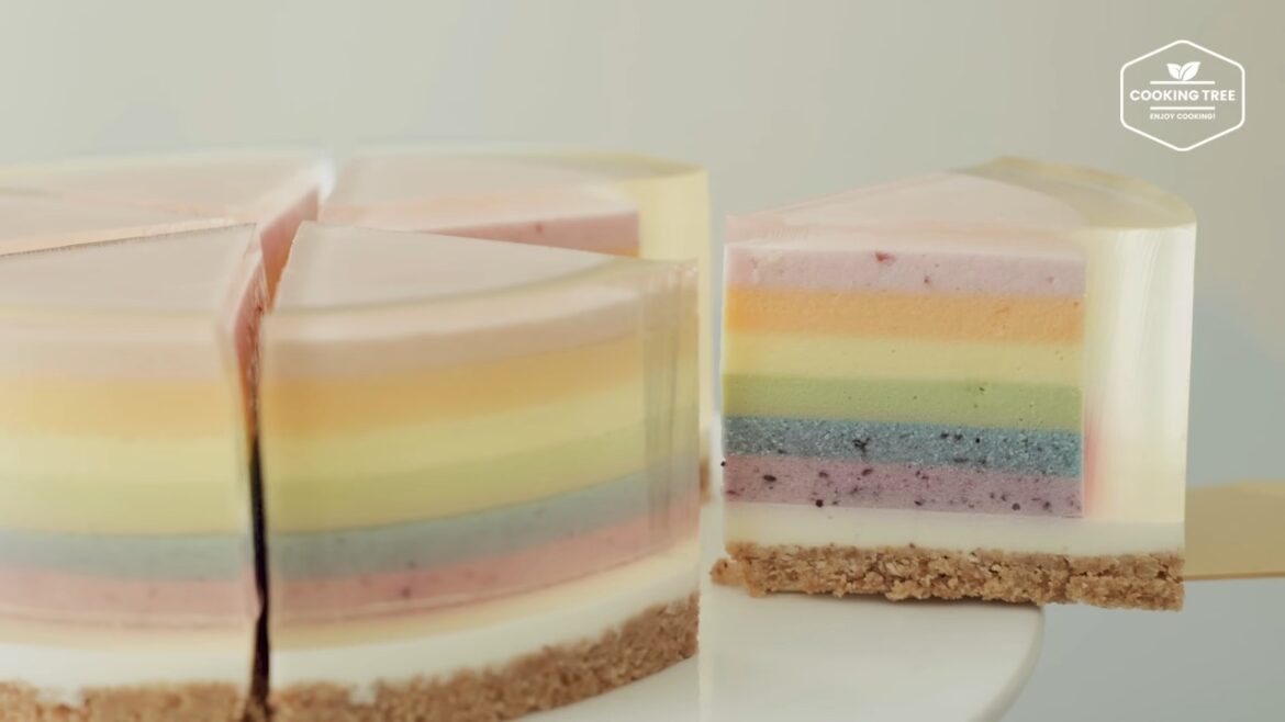 Regenbogen-Gelee-Käsekuchen