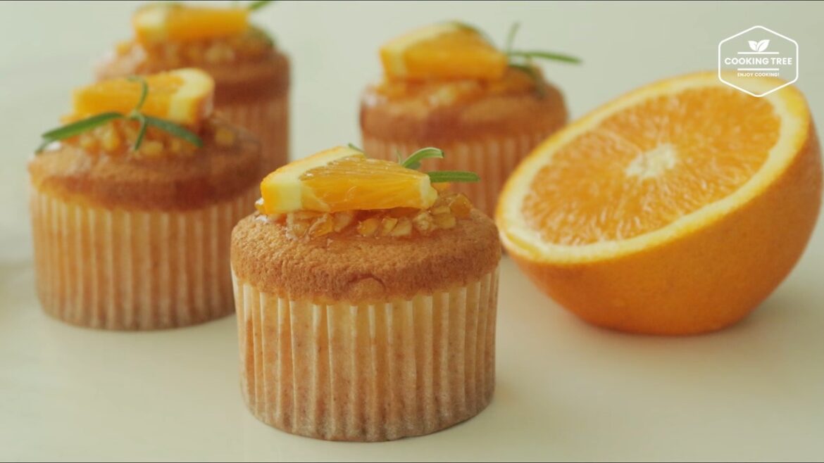 Orangefarbene Castella-Cupcakes