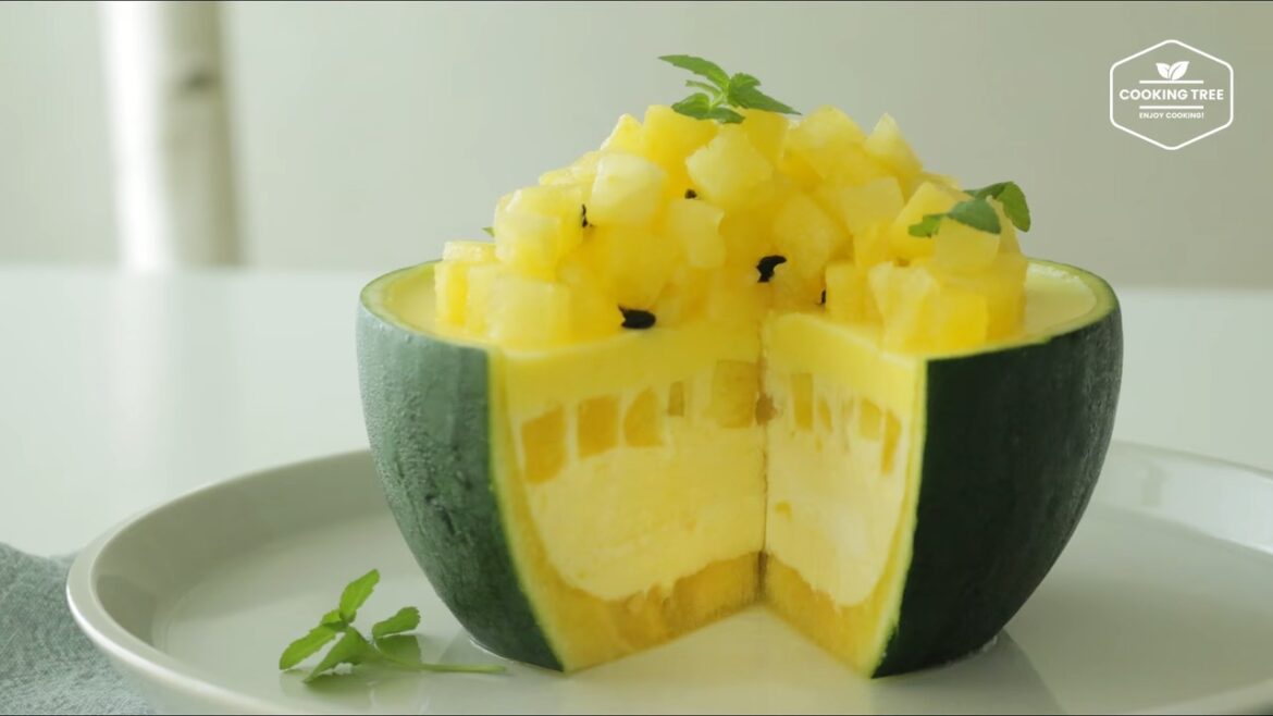 Gelber Wassermelonen-Mousse-Kuchen