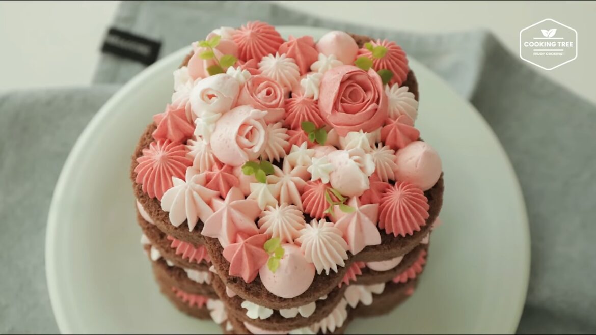 Blumen-Buttercreme-Schokoladenkuchen