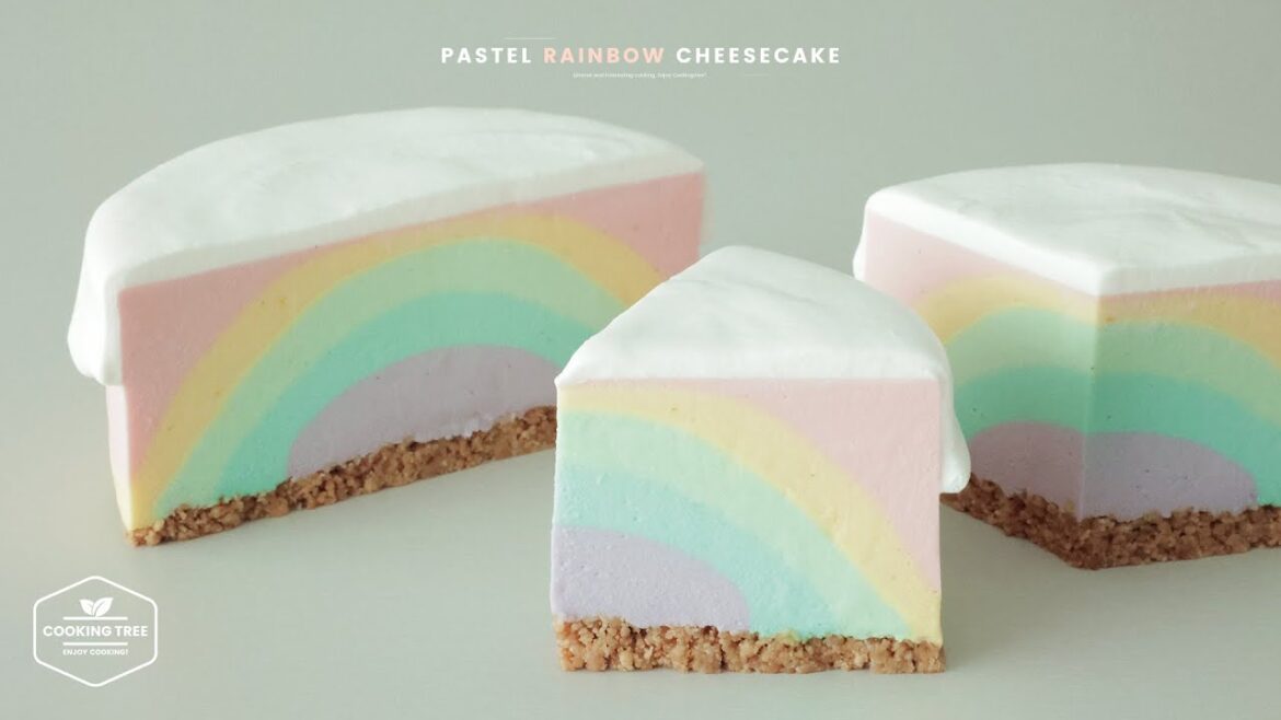 Pastellfarbener Regenbogen-Käsekuchen