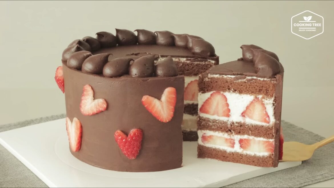 Erdbeer-Schokoladen-Ganache-Kuchen