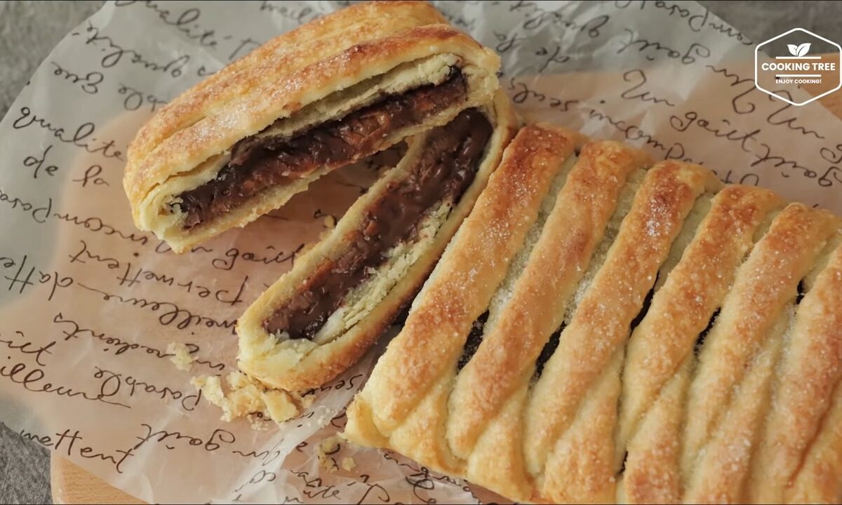 Schokoladen-Blätterteig-Kuchenzopf